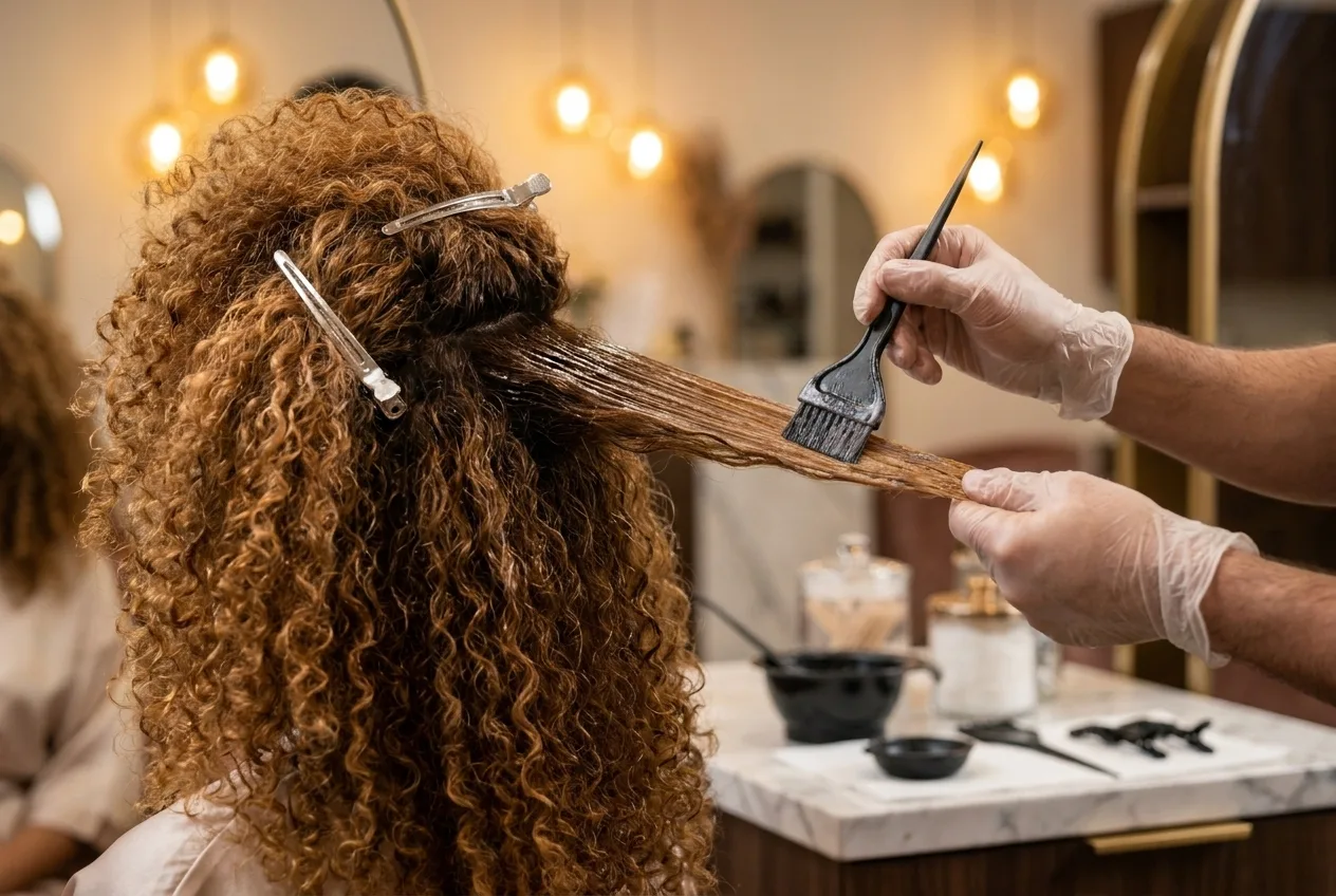 Aplicación de keratina sobre cabello con color en el salón de Bogotá